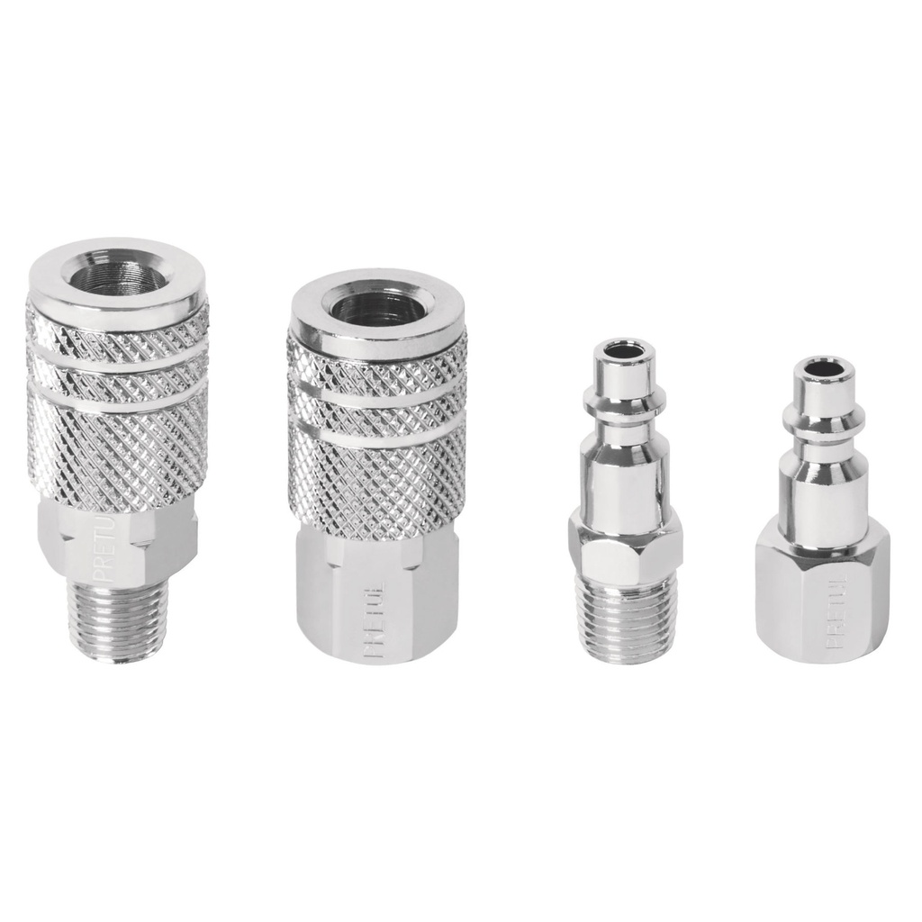 PRETUL JGO CONECTOR Y COPLE   RAPIDO MACHO-HEMB 4PZ AC INOX