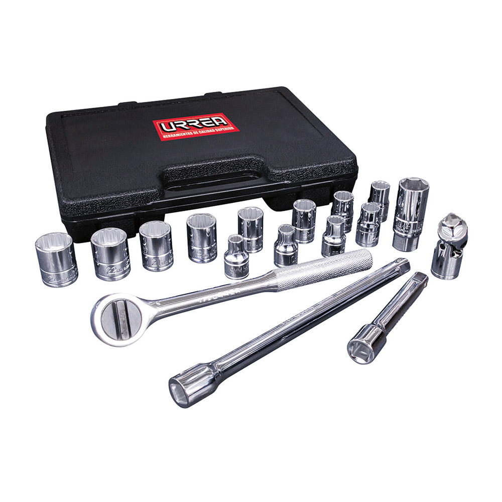 URREA JGO DADOS Y ACCESORIOS  1/2" 17PZ CJA PLASTICO