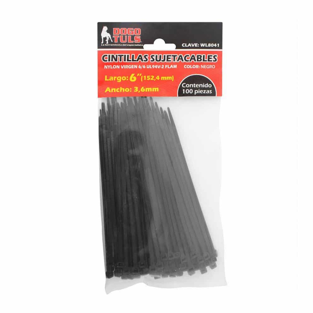DOGOTULS CINCHO-COLLARIN      100PZ NEGRO 3.6X150MM WL8041