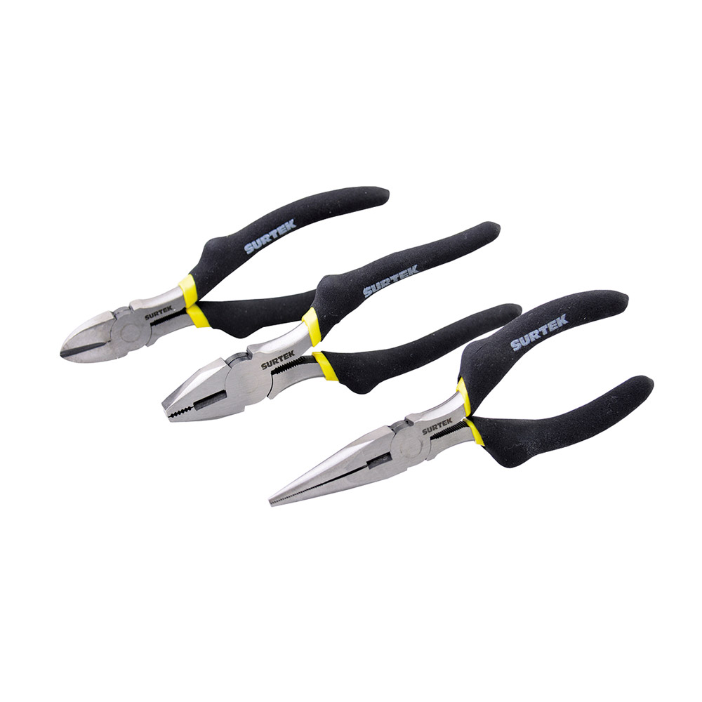 SURTEK JGO DE 3 PINZAS P/ELECTRICISTA
