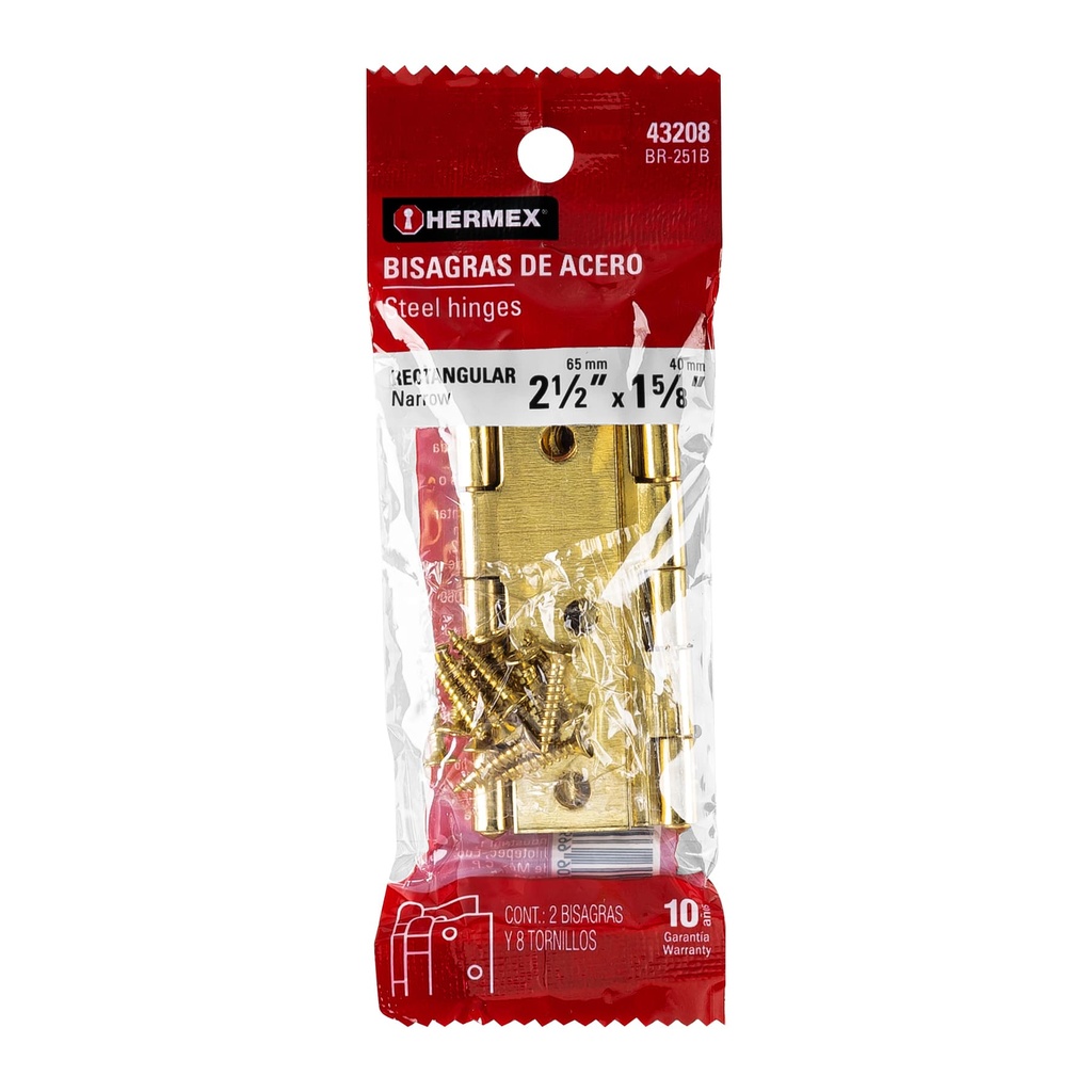 HERMEX BISAGRA BR-251B 2 1/2" RECTANGULAR LATONADO