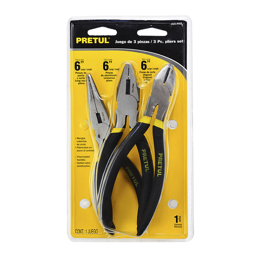 PRETUL PINZAS JGO-PIN-3C 6-8" 3PZ