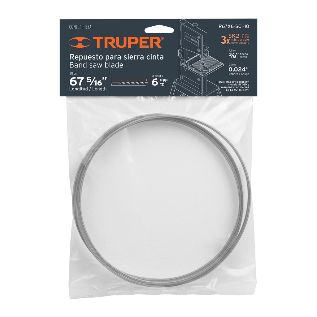 TRUPER SEGUETA P/SIERRA       CINTA 67 5/16X3/8" 6DPP