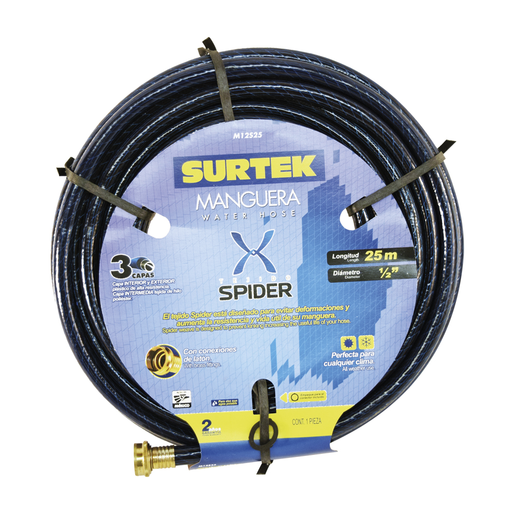 SURTEK MANGUERA SPIDER M12S25 1/2" 25MT CONECTOR METALICO