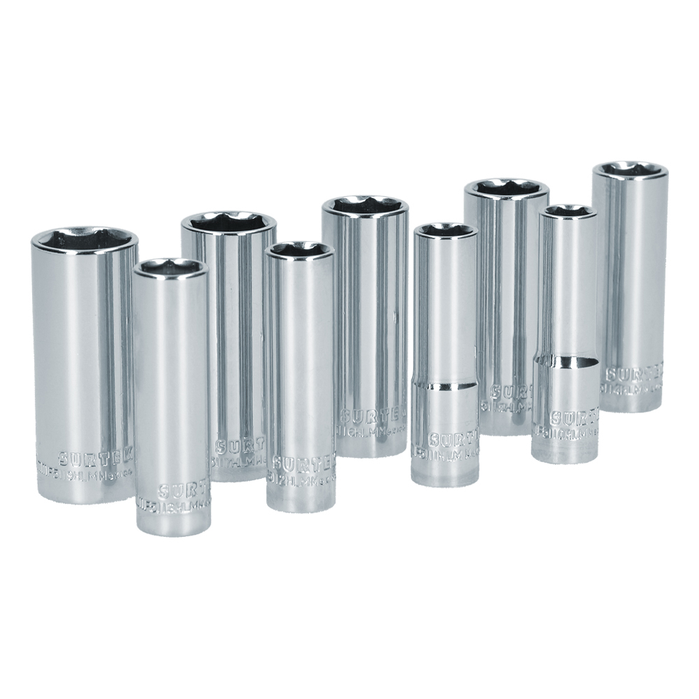 SURTEK JUEGO DE 9 DADOS LARGOS METRICOS 3/8"
