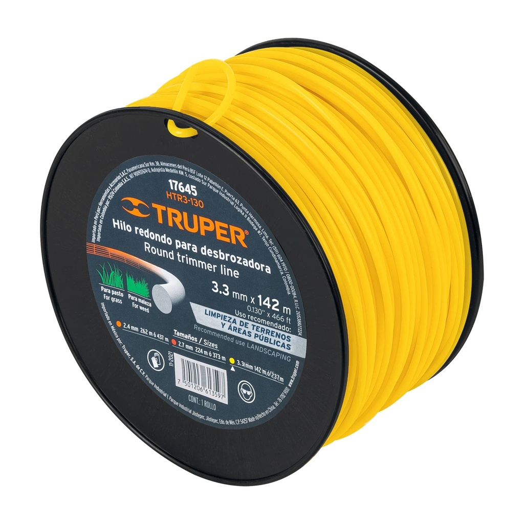 TRUPER HILO P/DESBROZADORA    3.3MMX142MT AMARILLO REDONDO