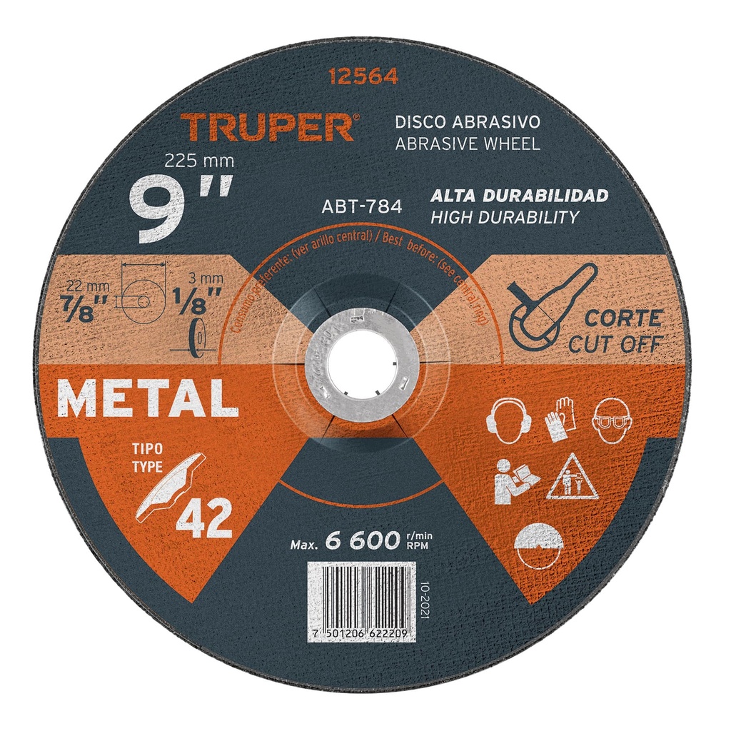 TRUPER DISCO ABT-784 3.2MM P/CORTE DE METAL USO GRAL