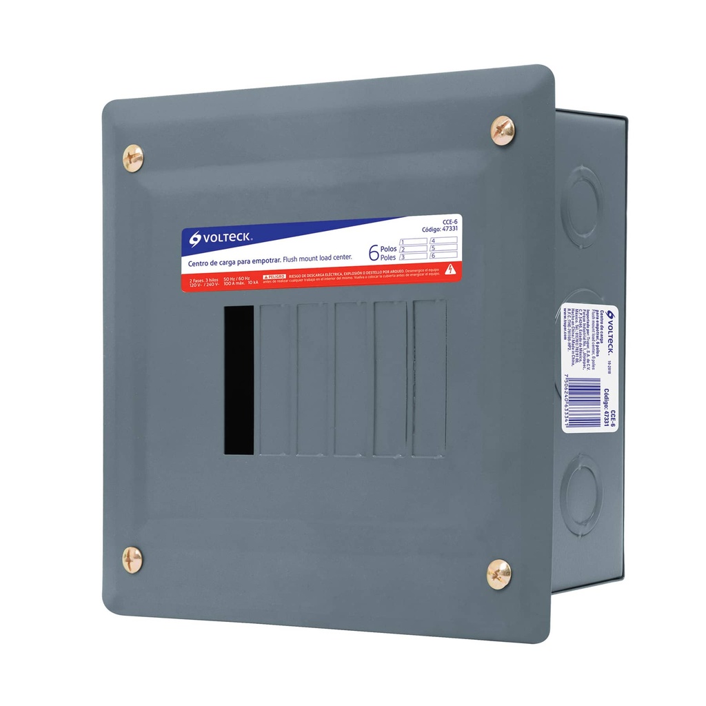 VOLTECH CENTRO D/CARGA 100A CCE-6 VOLTECH EMPOTRABLE 6 POLOS