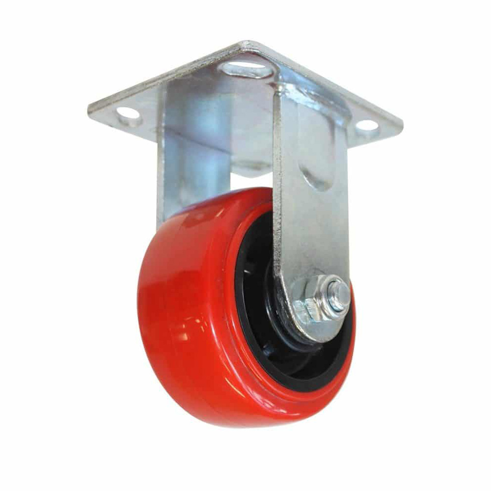 RODAJA FIJA POLIPROP. NEGRO Y PU ROJO 4"