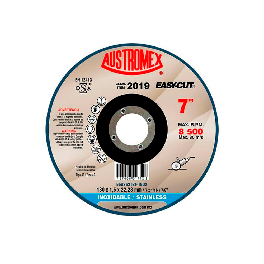 AUSTROMEX DISCO DE CORTE A INOX 7X1/16X7/8 2019