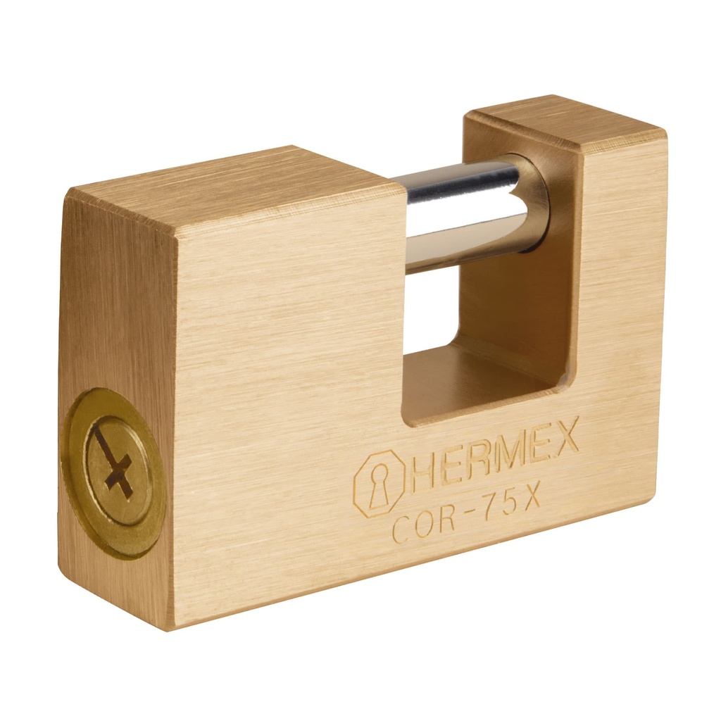HERMEX CANDADO COR-75X 75MM ANTIPALANCA LLAVE TETRA