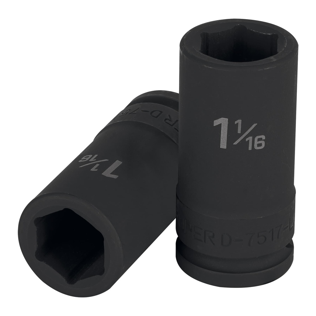 TRUPER DADO D-7517-L 1 1/16 CUADRO 3/4 IMPAC LARG 6PTA STD
