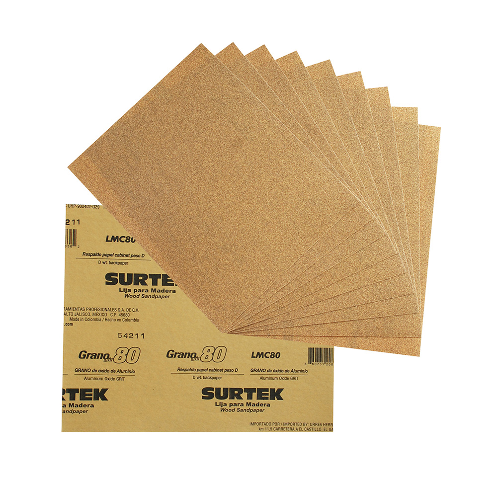 SURTEK LIJA P/MADERA PAPEL CABINET GRANO 80 LMC80