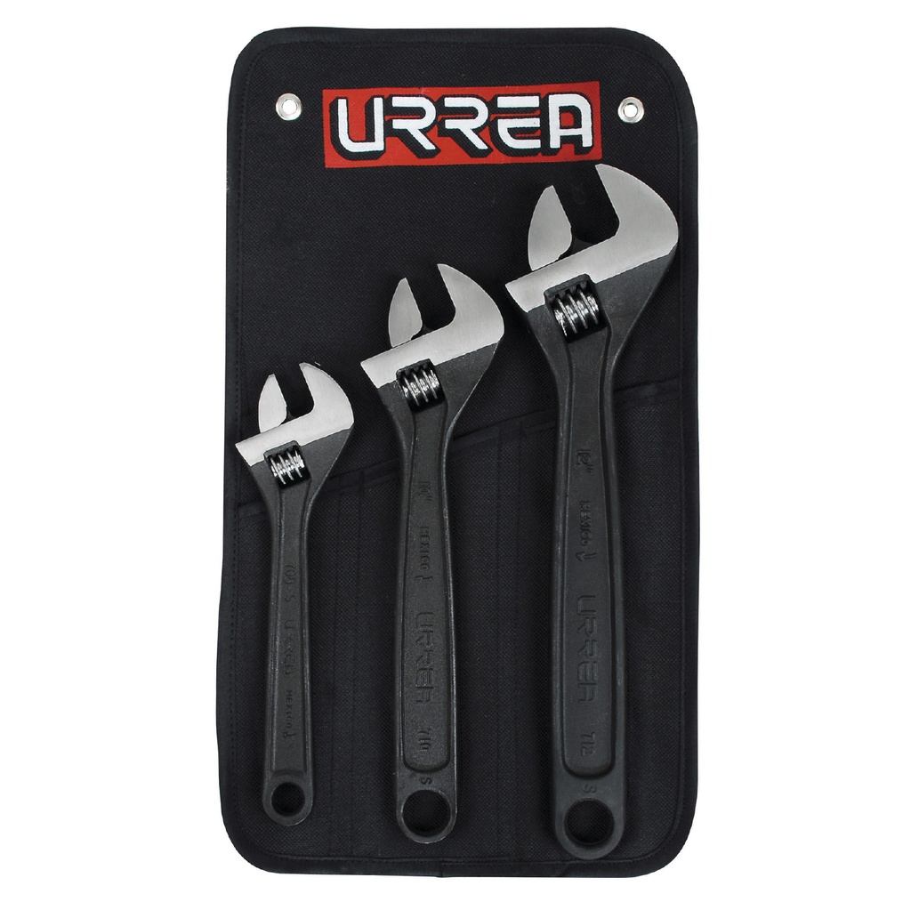 URREA JGO 3 LLAVES AJUSTABLES 795S NEGRAS 8 10 Y 12"