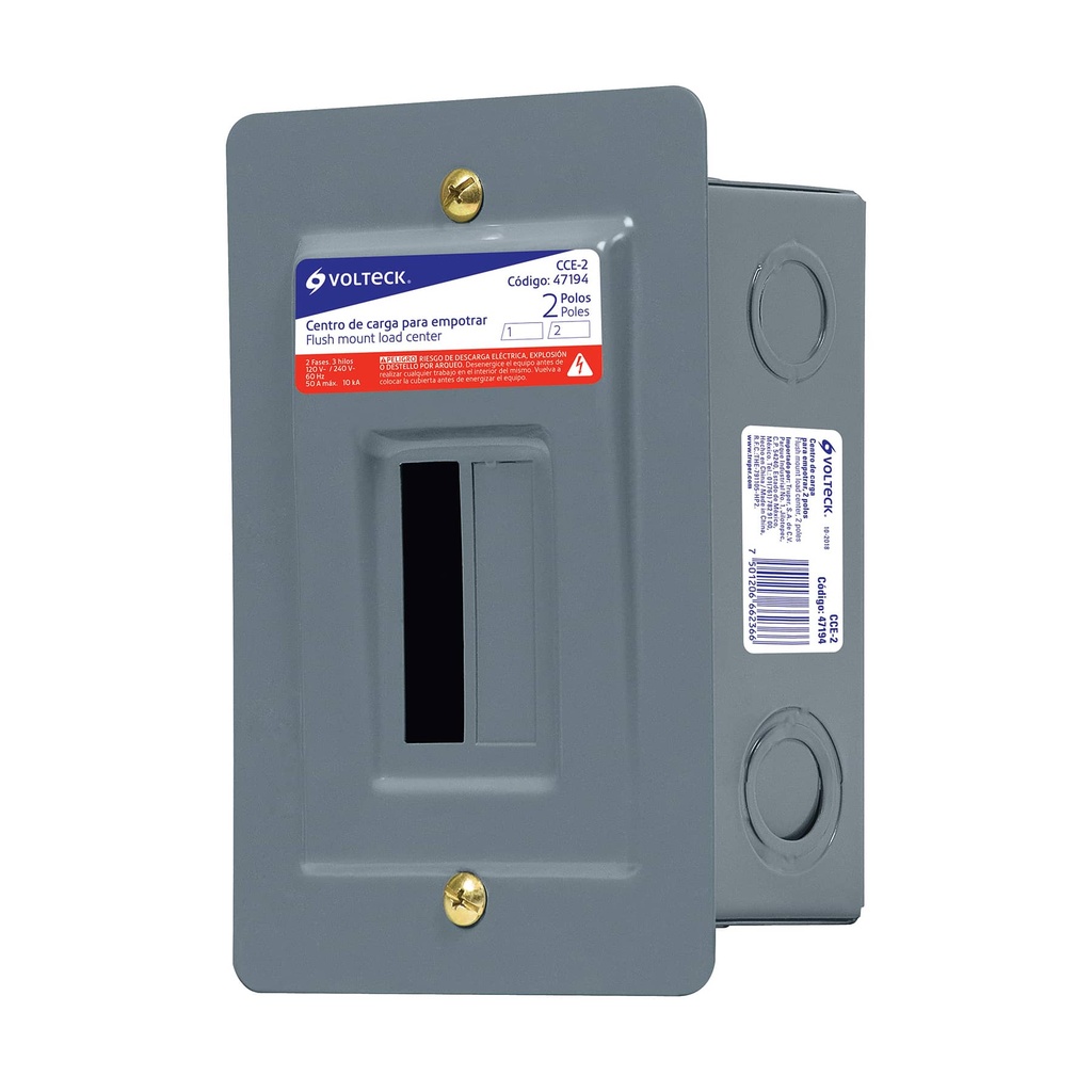 VOLTECH CENTRO D/CARGA 50A CCE-2 VOLTECH EMPOTRABLE 2 POLOS