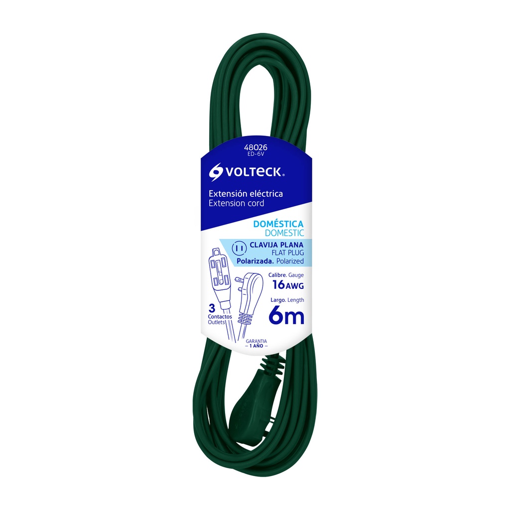 VOLTECH EXTENSION ED-6V 6M VOLTECH ELECTRICA DOMESTICA VERDE