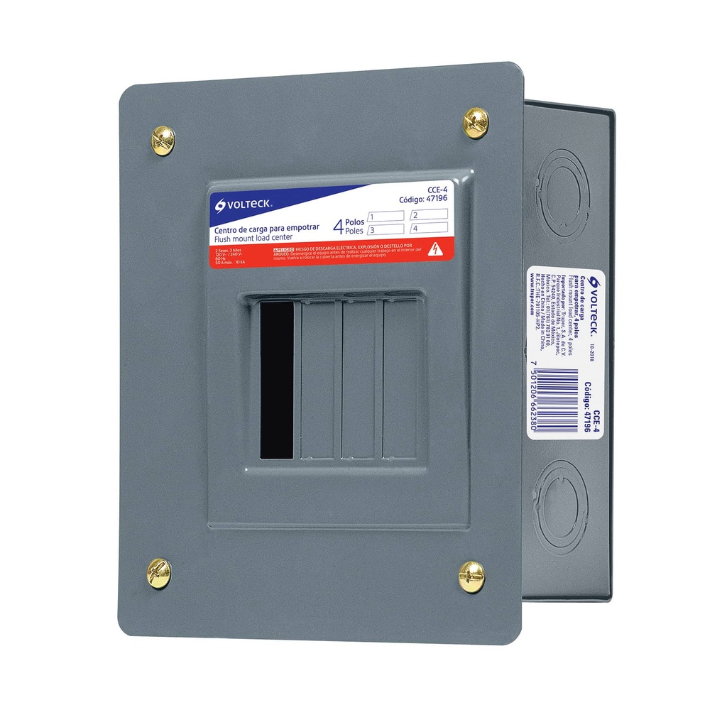 VOLTECH CENTRO D/CARGA 50A CCE-4 VOLTECH EMPOTRABLE 4 POLOS