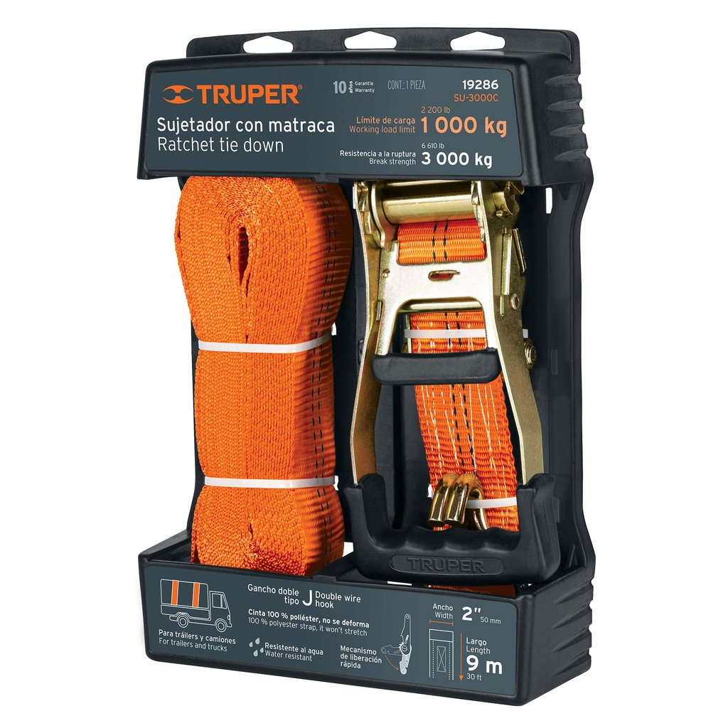 TRUPER SUJETADOR SU-3000C 2"X9MC/MATRACA Y ESLINGA