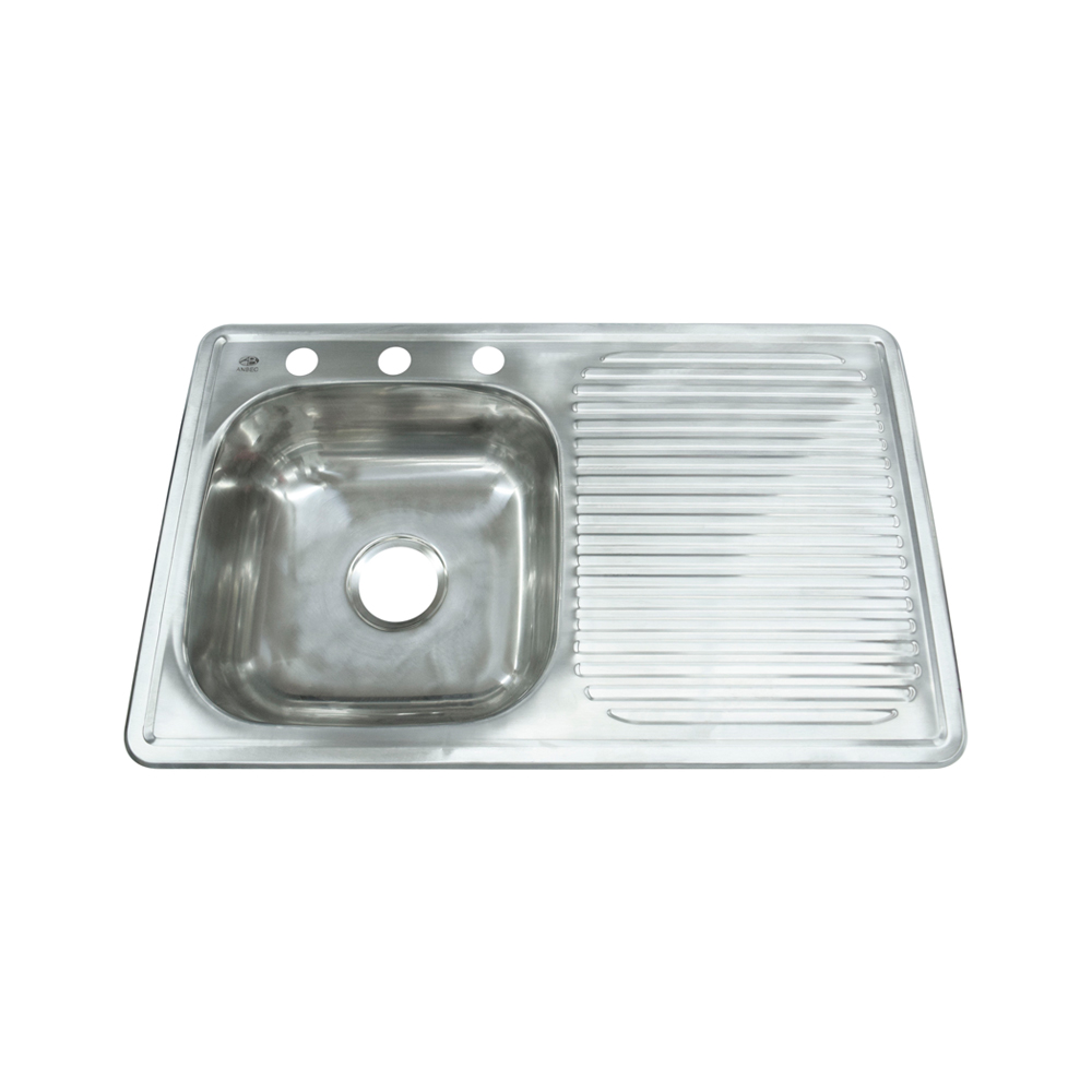 ANBEC TARJA 1PILA 1ESC DER    78X48CM X6" 8" INOX C/HERRAJE