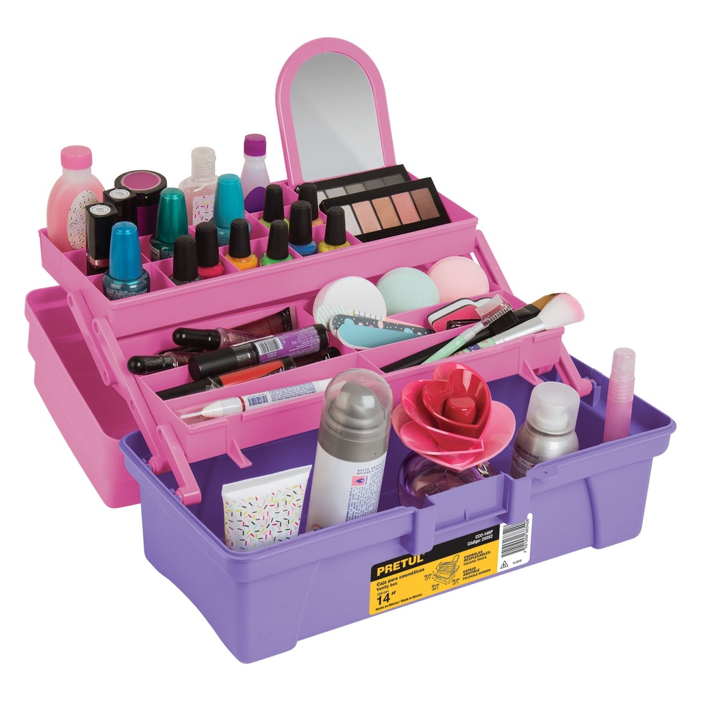 PRETUL CAJA COSMETIQUERA CCO-14RP 14"ROSA/MORADO