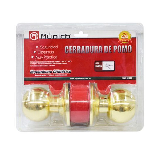 MUNICH CERRADURA POMO BAÑO    LATON BRILL CPB-02B