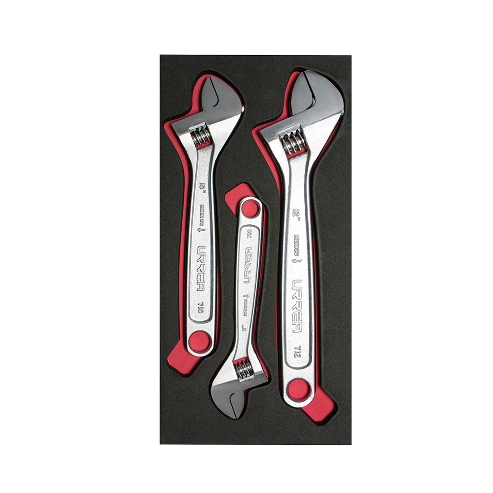 URREA JGO 3 LLAVES AJUSTABLES CH111 CROMADAS