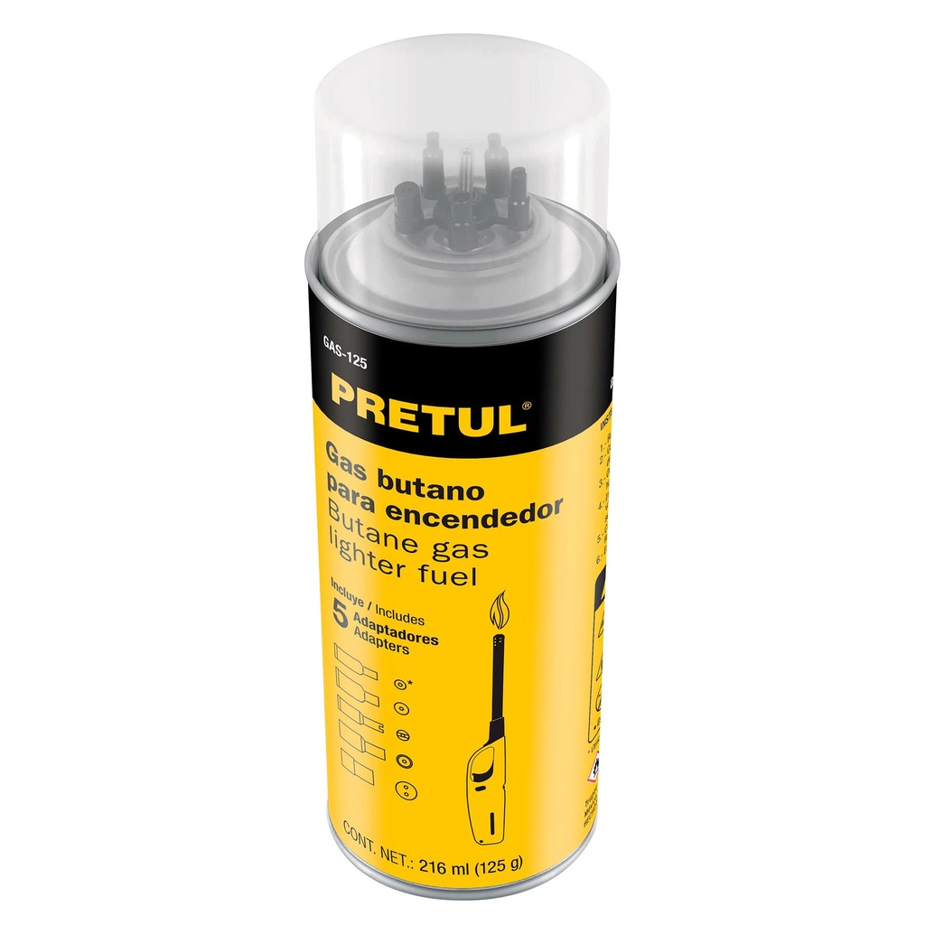 PRETUL CILINDRO D/GAS BUTANO  125ML P/ENCENDEDOR GAS-125