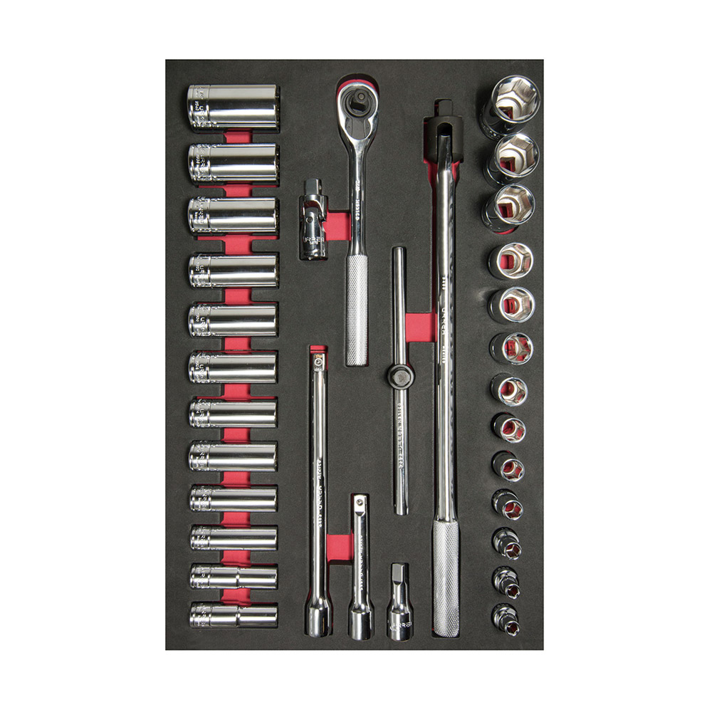 URREA JGO DADOS Y ACC CH310 32PZ CORT Y LARG CUADRO 1/2"