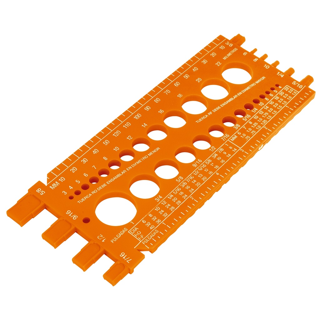 TRUPER REGLETA CALIBRADOR DE  TUERCAS Y TORNILLOS 22CM