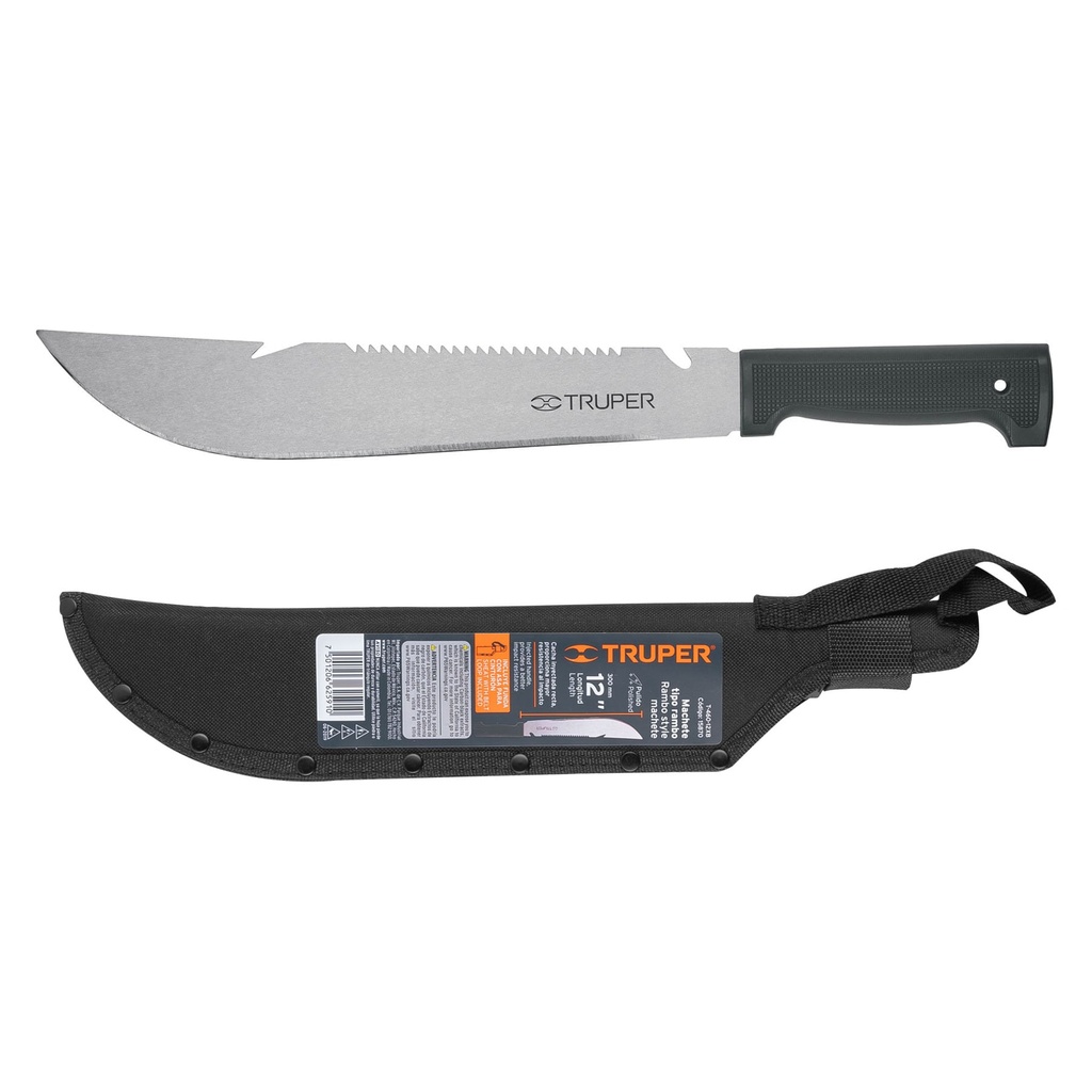 TRUPER MACHETE T-460-12XB 12" TIPO RAMBO CACHA NEGRA