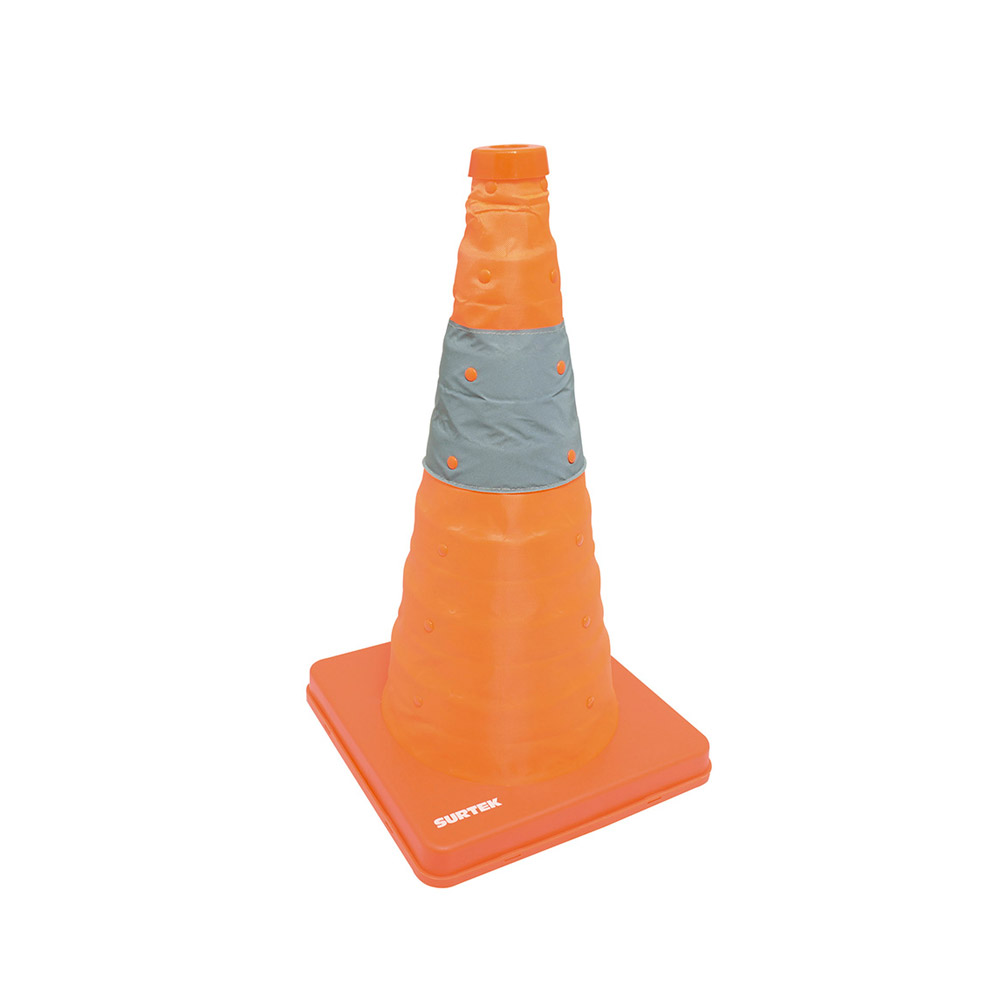 SURTEK CONO DE SEGURIDAD      45CM NJA PLEGABLE C/REFLEJANTE