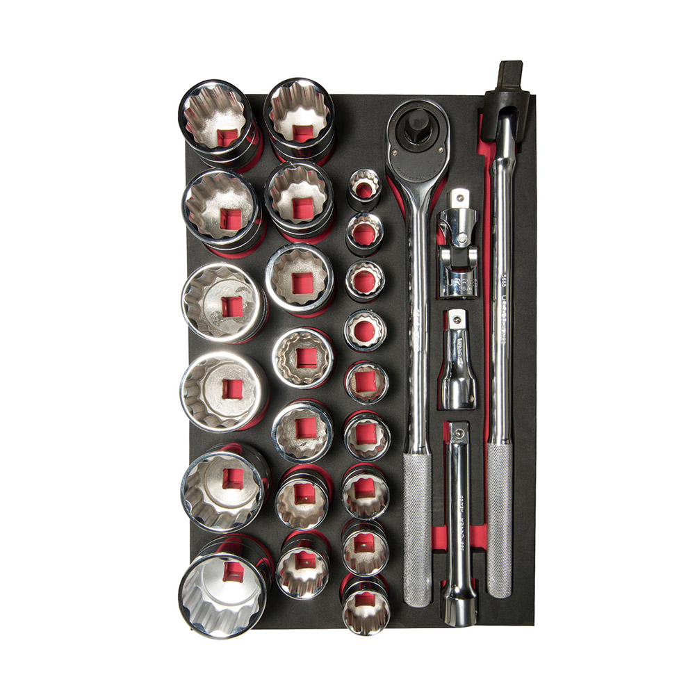 URREA JGO DADOS Y ACC CH301 27PZ CORTOS CUADRO 3/4" PULG