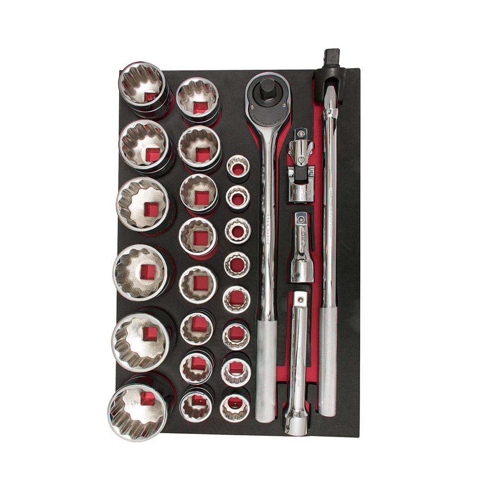 URREA JGO DADOS Y ACC CH302 27PZ CORTOS CUADRO 3/4" MET