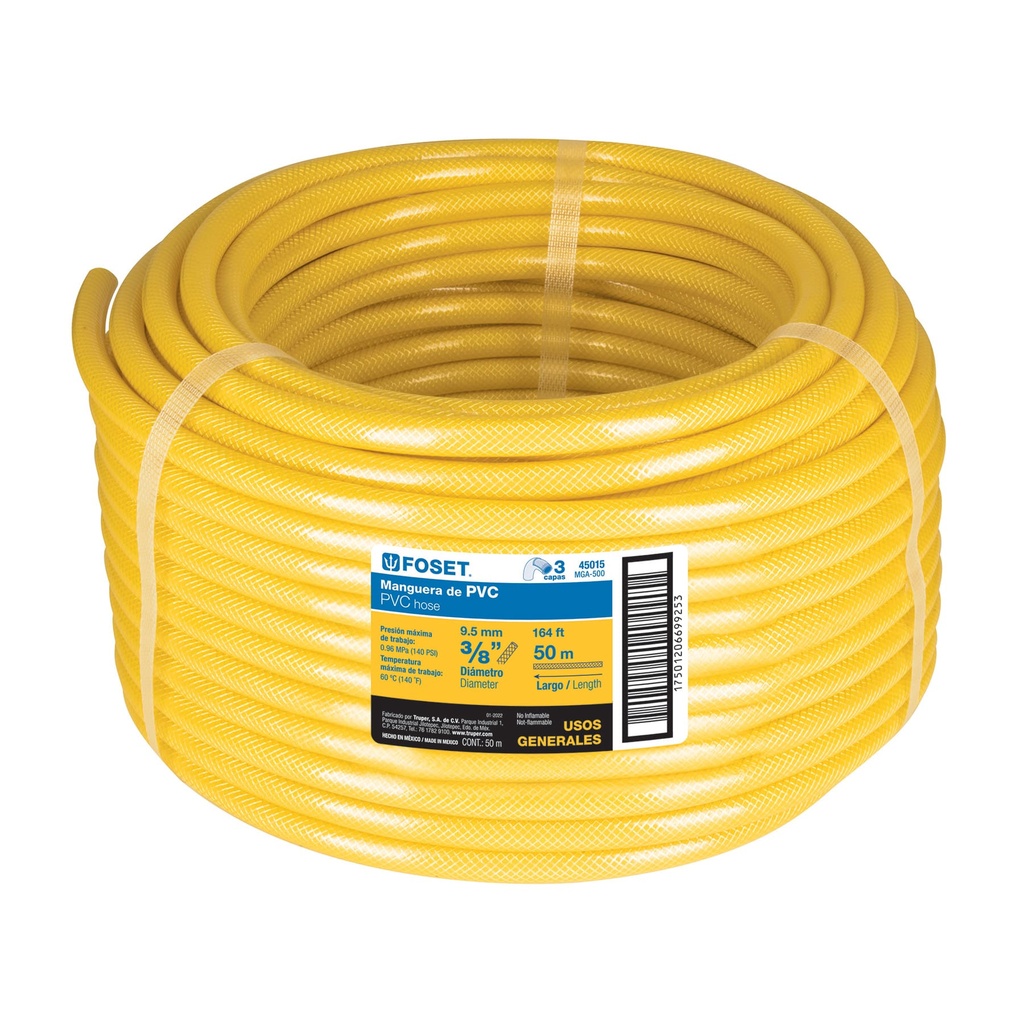 FOSET MANGUERA P/GAS MGA-500 3/8"USO GRAL S/CONEXION 50M