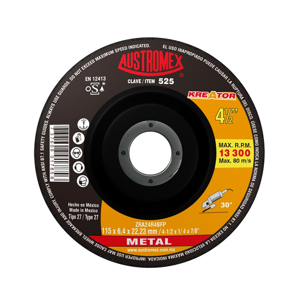 AUSTROMEX DISCO DESBASTE METAL T27 525 4 1/2X1/4X7/8