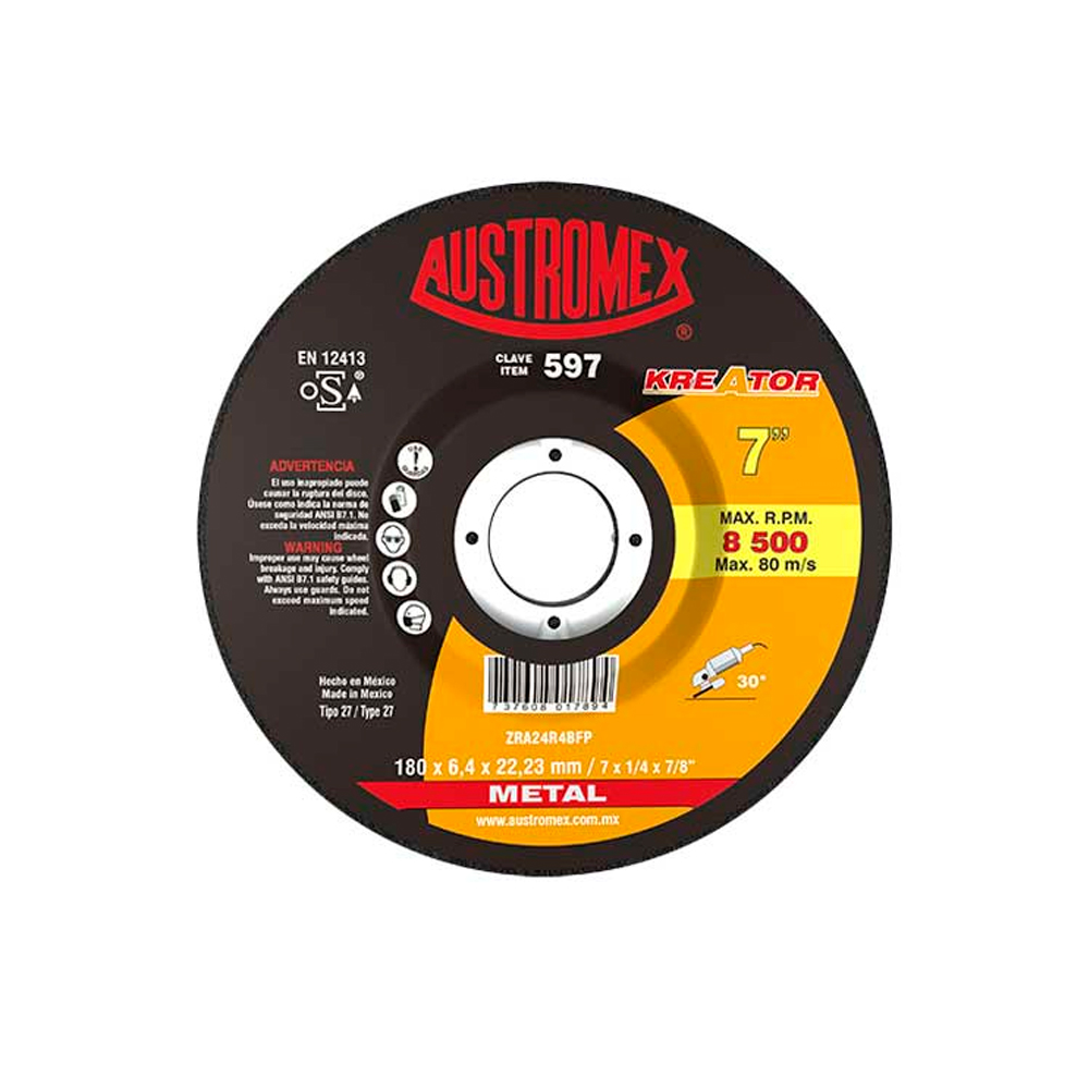 AUSTROMEX DISCO DESBASTE METAL T27 597 7X1/4X7/8