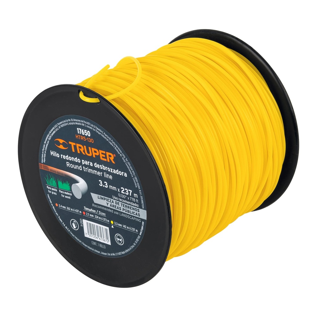 TRUPER HILO P/DESBROZADORA    3.3MMX237MT AMARILLO REDONDO