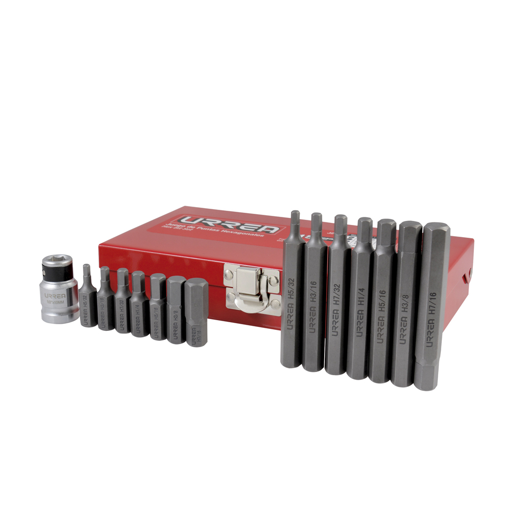 URREA JGO PUNTAS J2415 15PZ HEXAGONALES C/ADAPTADOR 1/2"