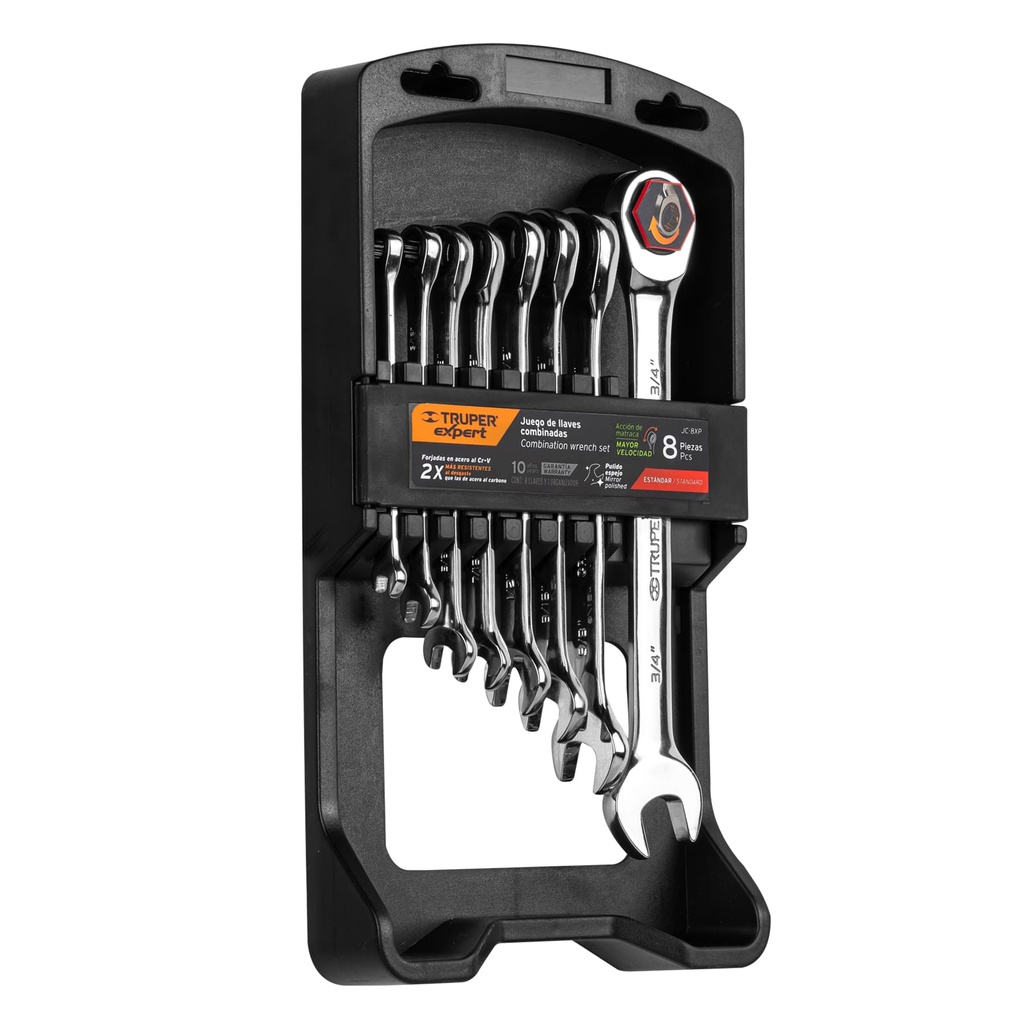 TRUPER LLAVE COMB JC-8XP STD 8PZPULIDAS C/ MATRACA