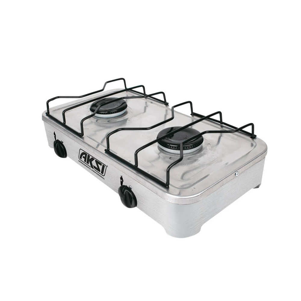 AKSI ESTUFA DE MESA 116012 2QUEMADORES A INOX