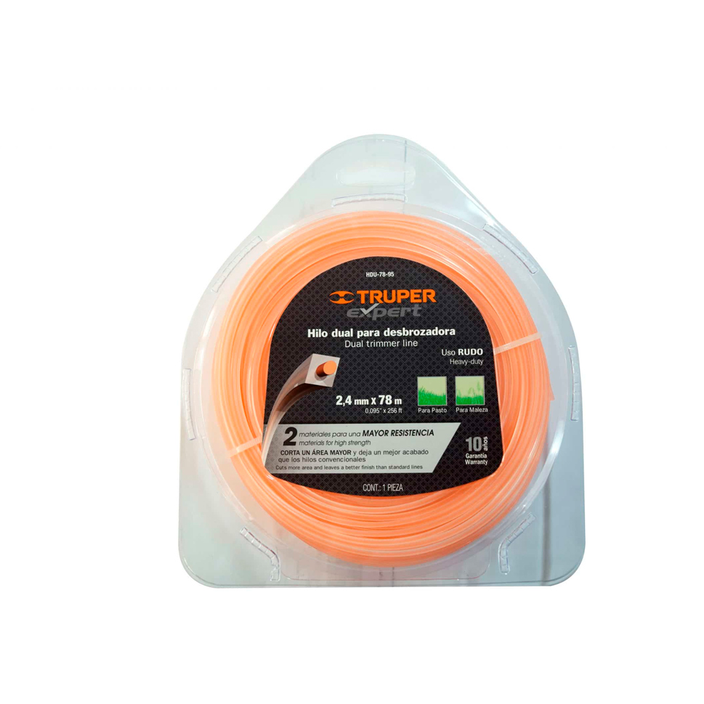 TRUPER HILO P/DESBROZADORA    2.4MMX78MT CUADRADO DUAL BLIS