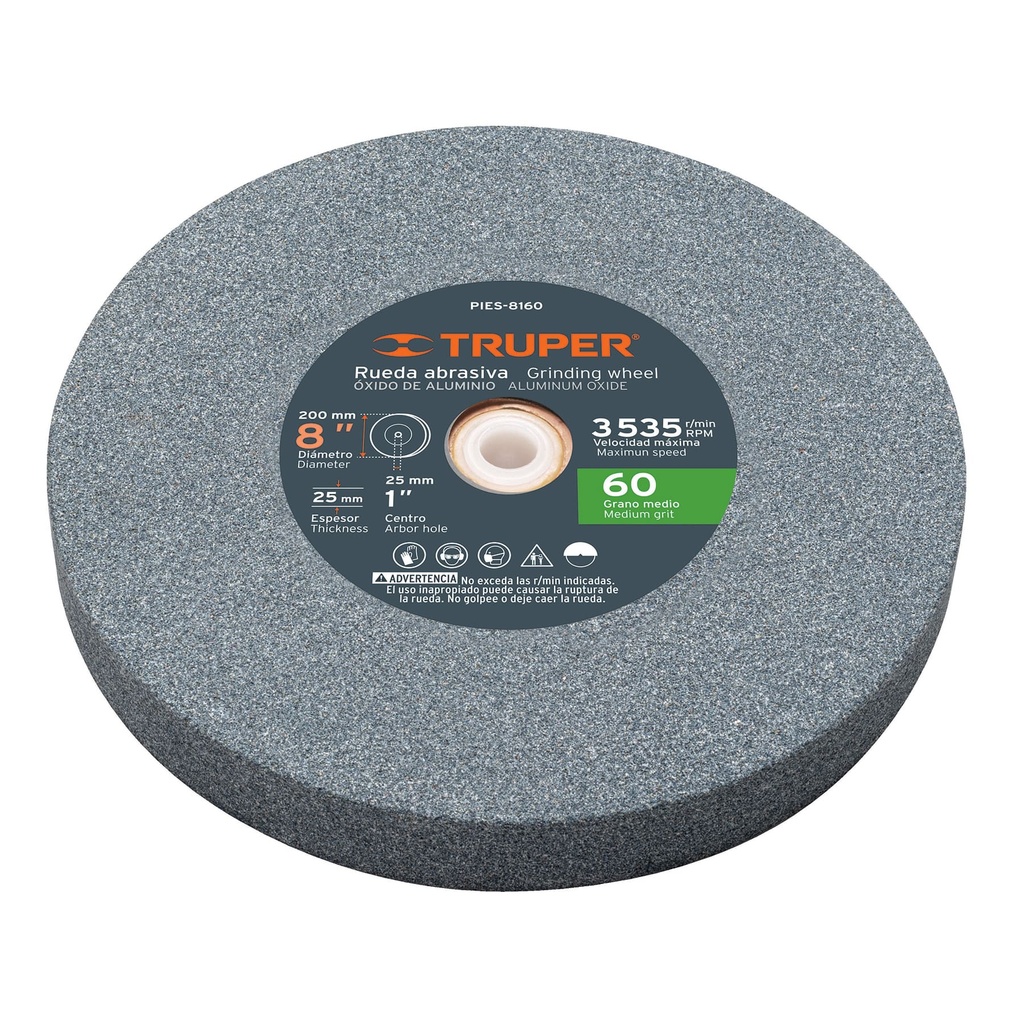 TRUPER PIEDRA PIES-8160 8X1" P/ESMERIL OXIDO ALUM G-60
