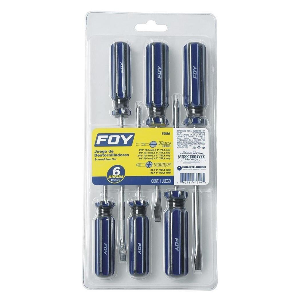 FOY JGO 6 DESTORNILLADORES MANGO PVC