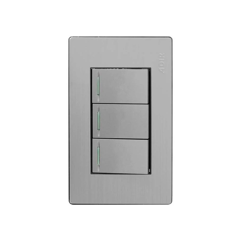 PLACA 3 APAGADORES SENCILLO   A. INOX. MILAN-MAYORCA