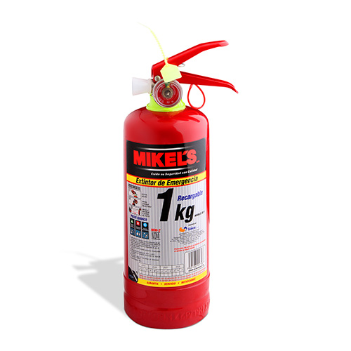 MIKELS EXTINTOR EMERGENCIA    RECARGABLE 1.0KG PQS ABC