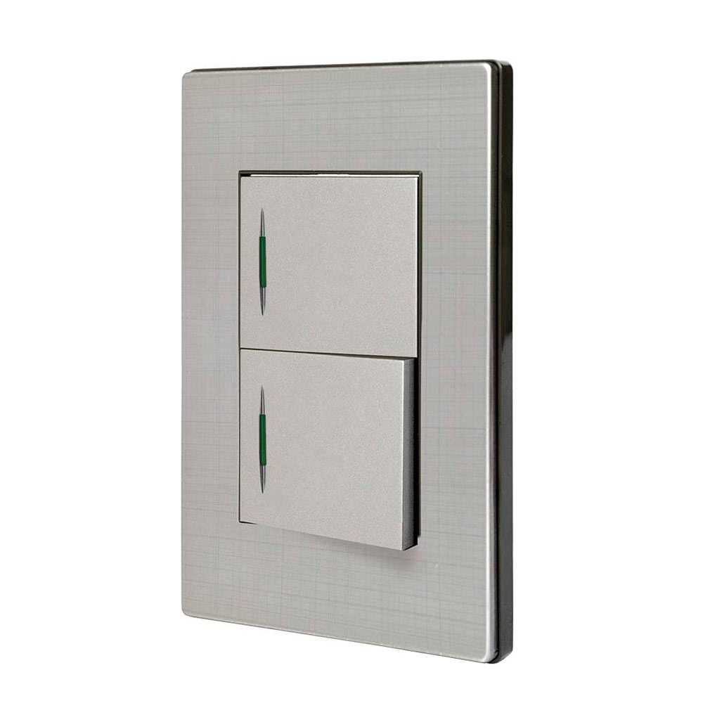 PLACA 2 APAGADORES SENCILLO   A. INOX. MILAN-MAYORCA