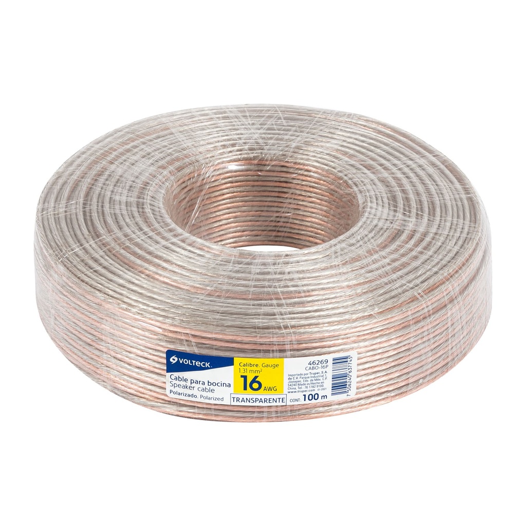 VOLTECH CABLE P/BOCINA CABO-16P CAL 16VOLTECK POLARIZADO