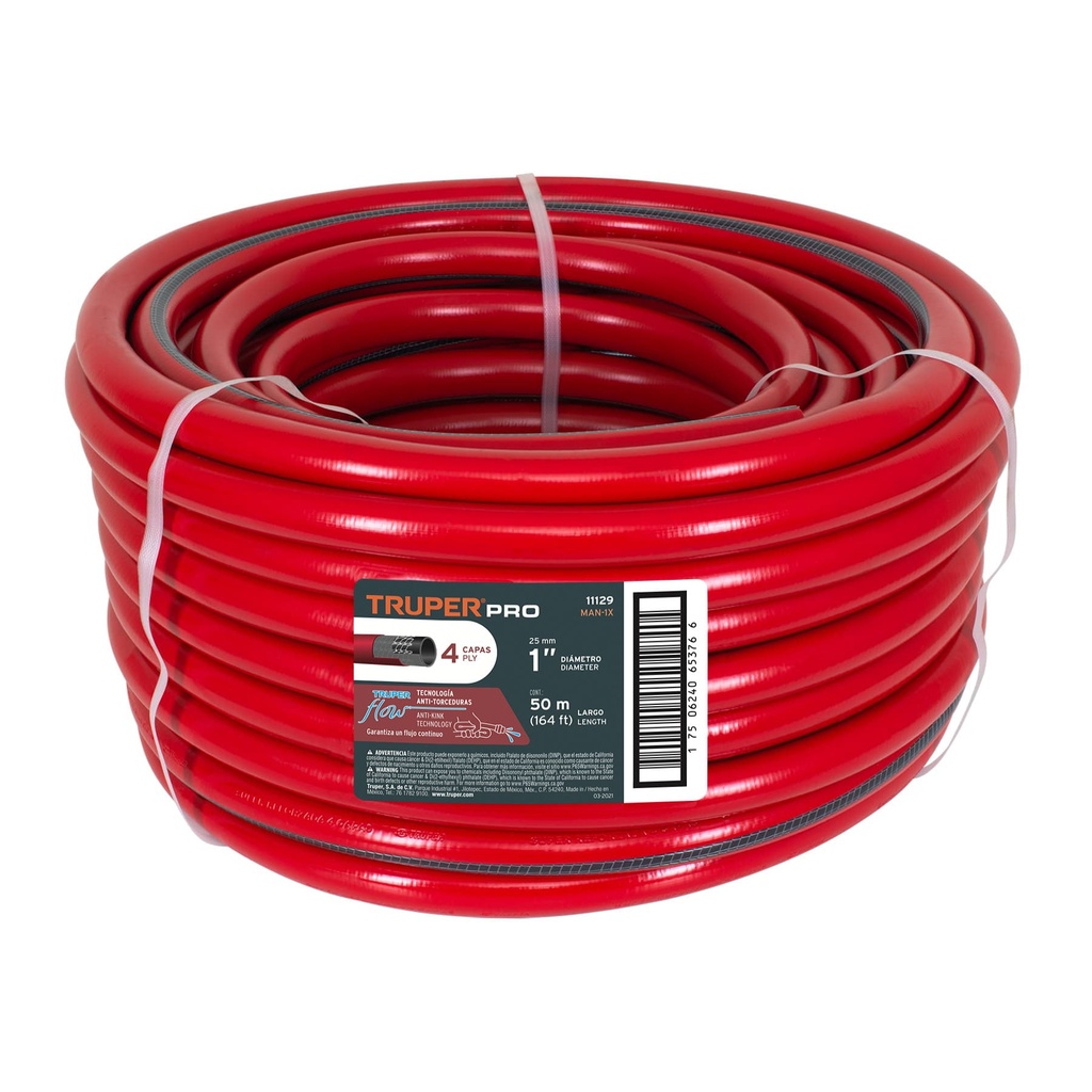 TRUPER MANGUERA 4 CAPAS SUPER REFORZADA R/50MT MAN-1X