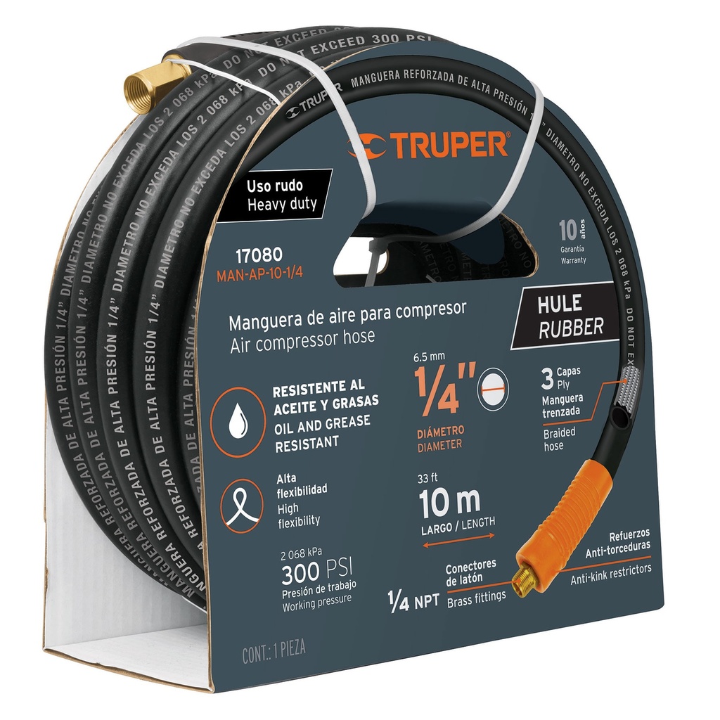 TRUPER MANGUERA P/ALTA PRESION 17080MAN-AP-10-1/4 10MT
