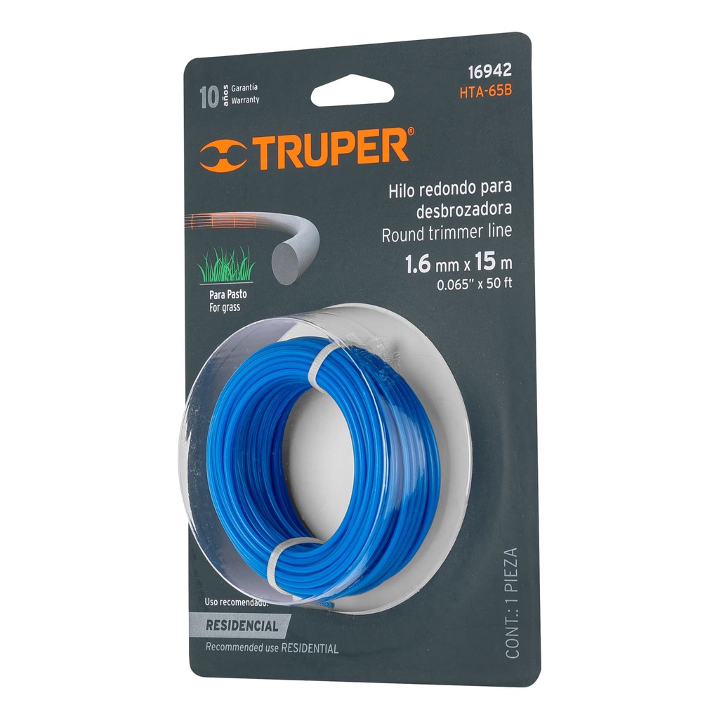 TRUPER HILO P/DESBROZADORA    1.6MMX15MT AZUL REDONDO